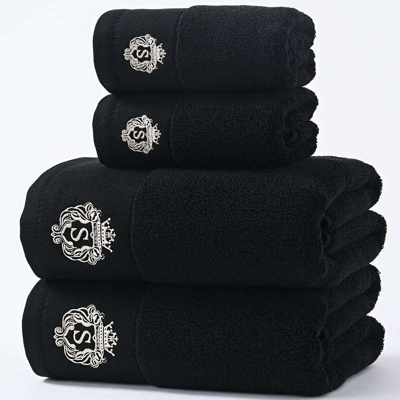 

2pcs Cotton Embroidered Towel, 1 Hand Towel & 1 Bath Towel, Absorbent & Quick-drying Showering Towel, Super Soft & Skin-friendly Bathing Towel, For Home Bathroom, Ideal Bathroom Supplies