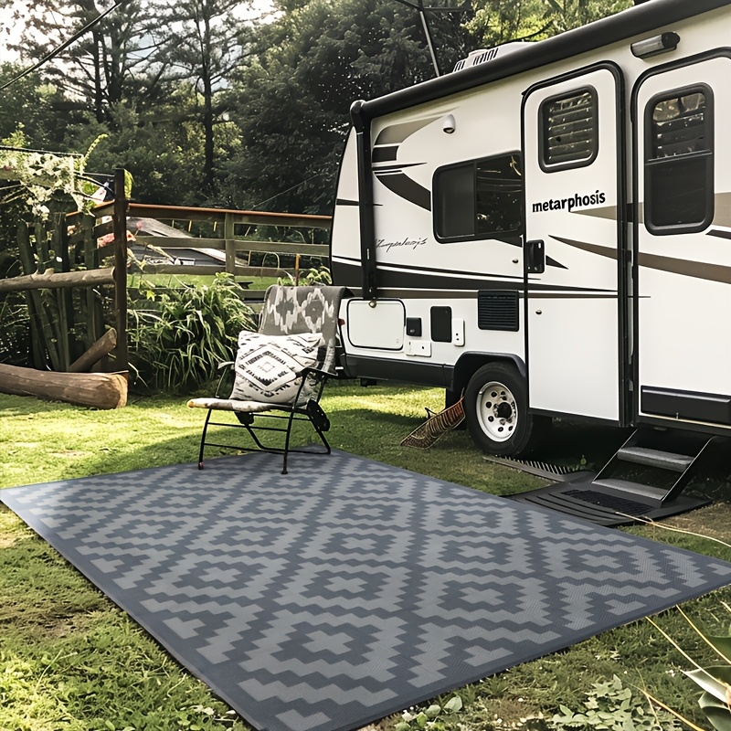 reversible outdoor rv mat durable uv resistant pp material easy to clean portable for camping picnics porch deck backyard fit spring summer essential  