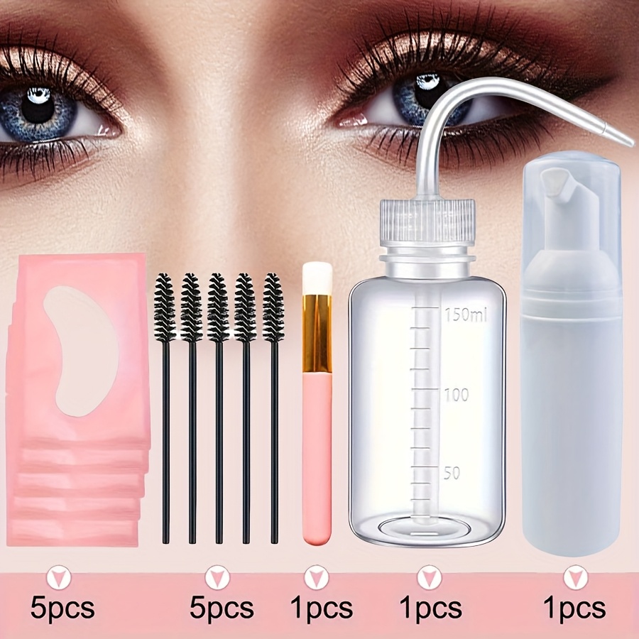 

13pcs Eyelash Extension Kit With Cleaning Set, Includes Shampoo Brush, Foam Bottle, Lash Brush, Empty Foam Pump, & Gel Pad - Hypoallergenic Tools, Eyelash Extension Supplies, Low Allergy