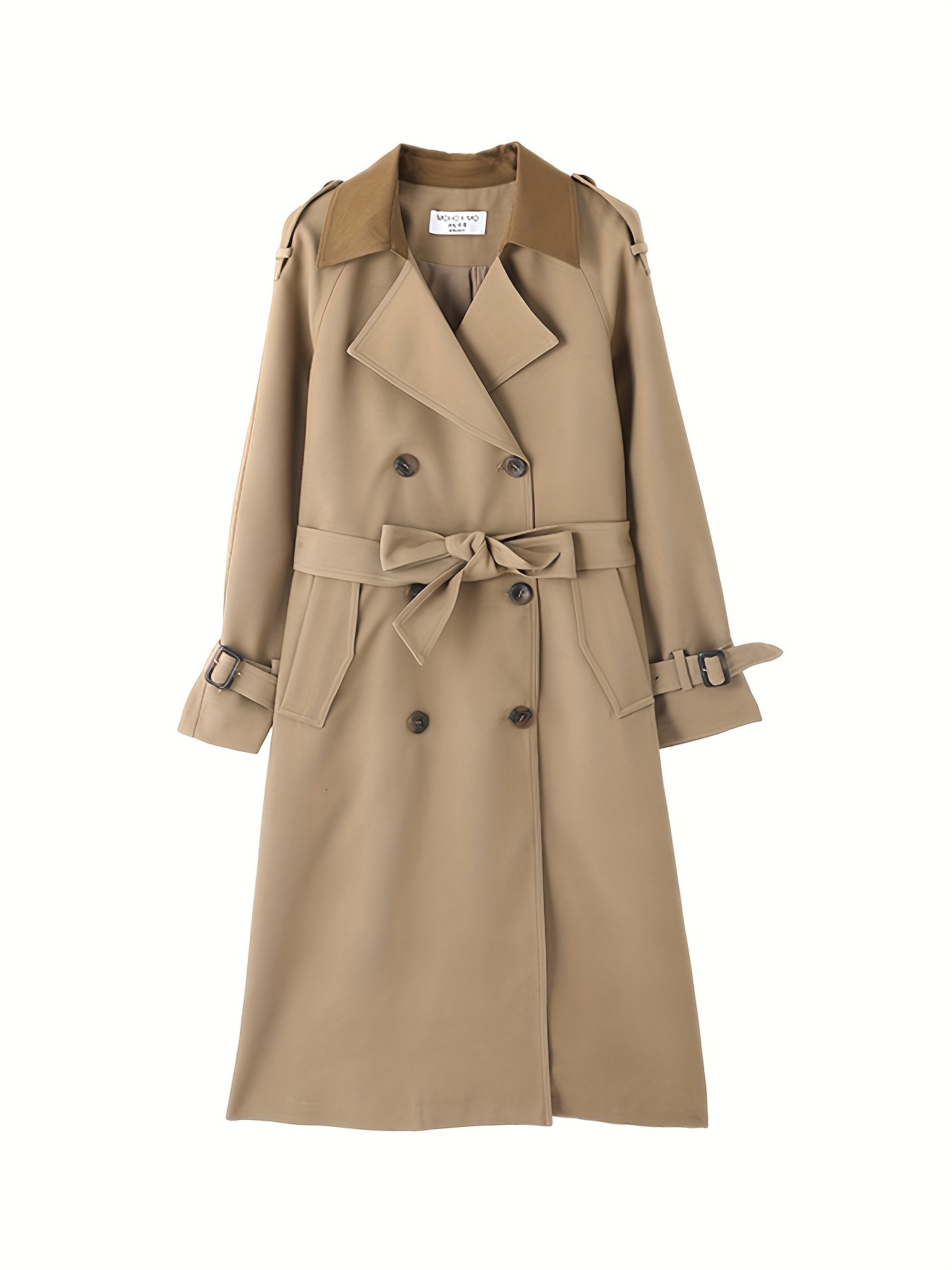 mohomo[elegant solid color belted windbreaker]24 year's - Temu