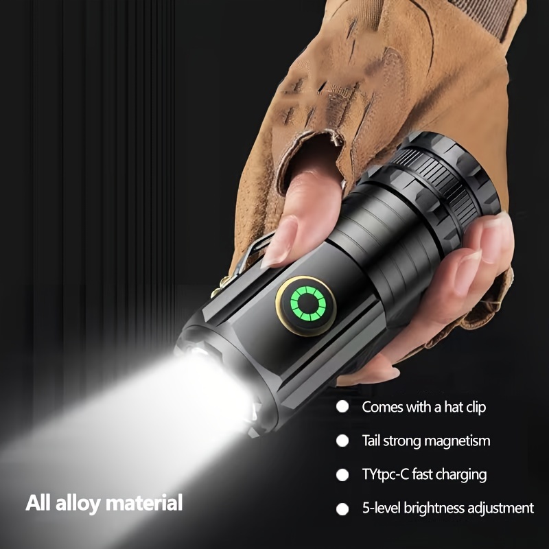 

Ultra Bright Zoom Large Endurance Large Capacity Flashlight Usb Charging Long Range Led Home Outdoor Super Searchlight Outdoor Light Handheld Flashlight Aluminum Alloy Flashlight