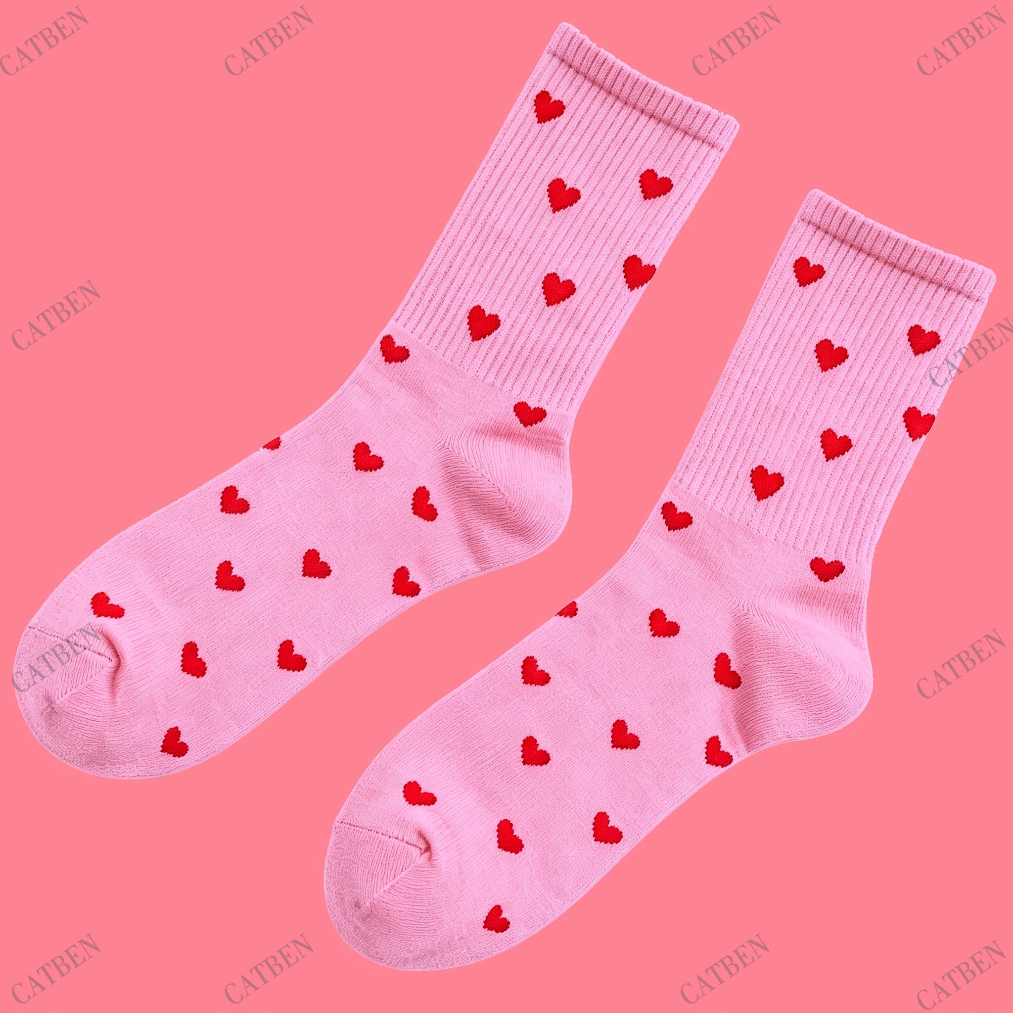Image of 1 Pair Cute Socks Socks Heart Pattern Socks Sweet Socks For Women Gifts Socks For Friend Gift For Birthday Party Crazy Casual Socks For Daily Wear Winter Warm Socks Trendy Socks Lovely Socks