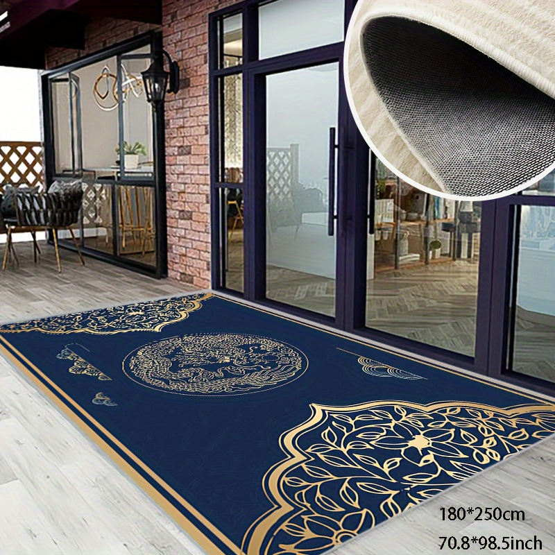 

Living Room Bedroom Area Rug Modern Chinese Classical Blue Background Retro Floral Pattern Pattern, Non-slip Soft Washable; Farmhouse, Hotel, Home, Outdoor Carpet