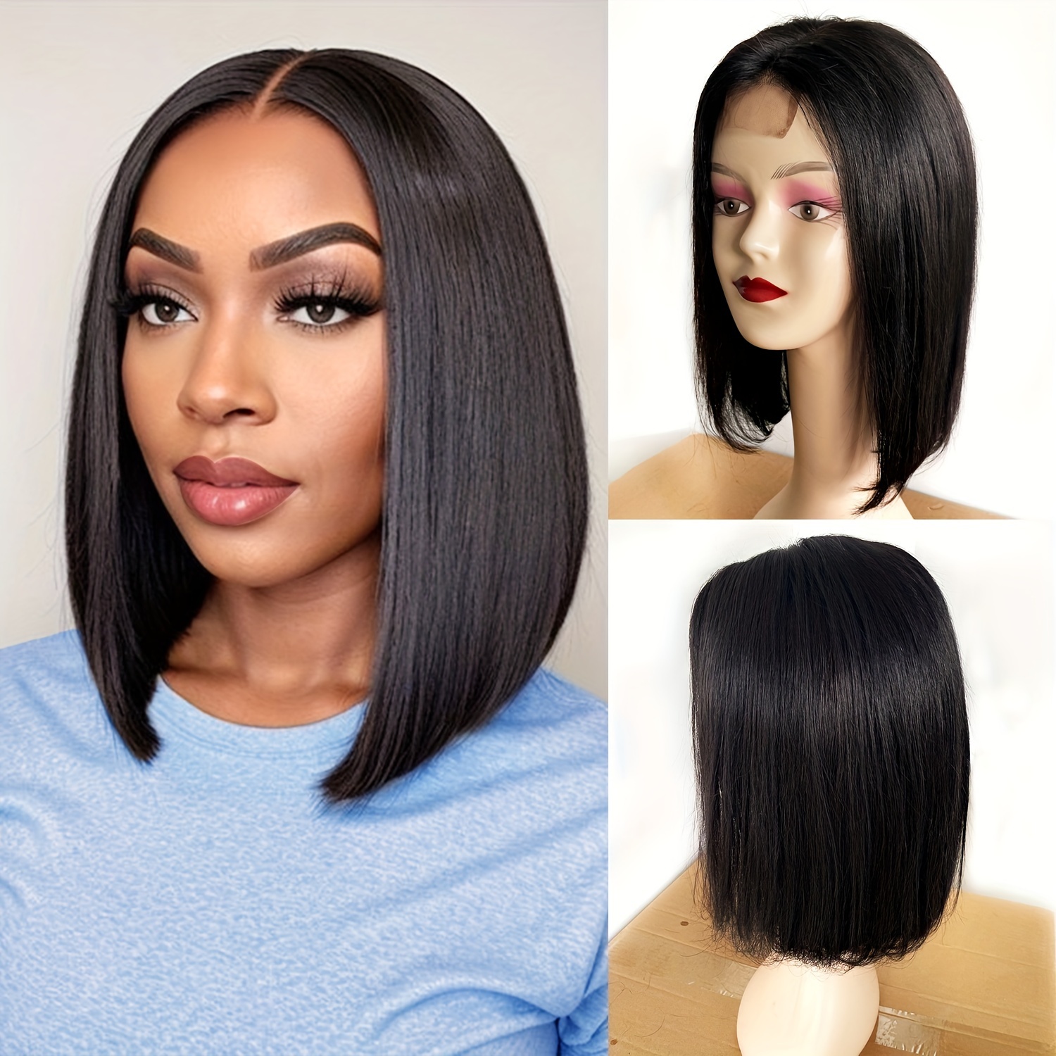 2x6 HD Transparent Lace Front Wig Short Straight Bob Wig 10 16inch Human Hair Wigs For Women 150 Density Brazilian Remy Lace Frontal Wigs Natural Hairline 10A Bob Wigs