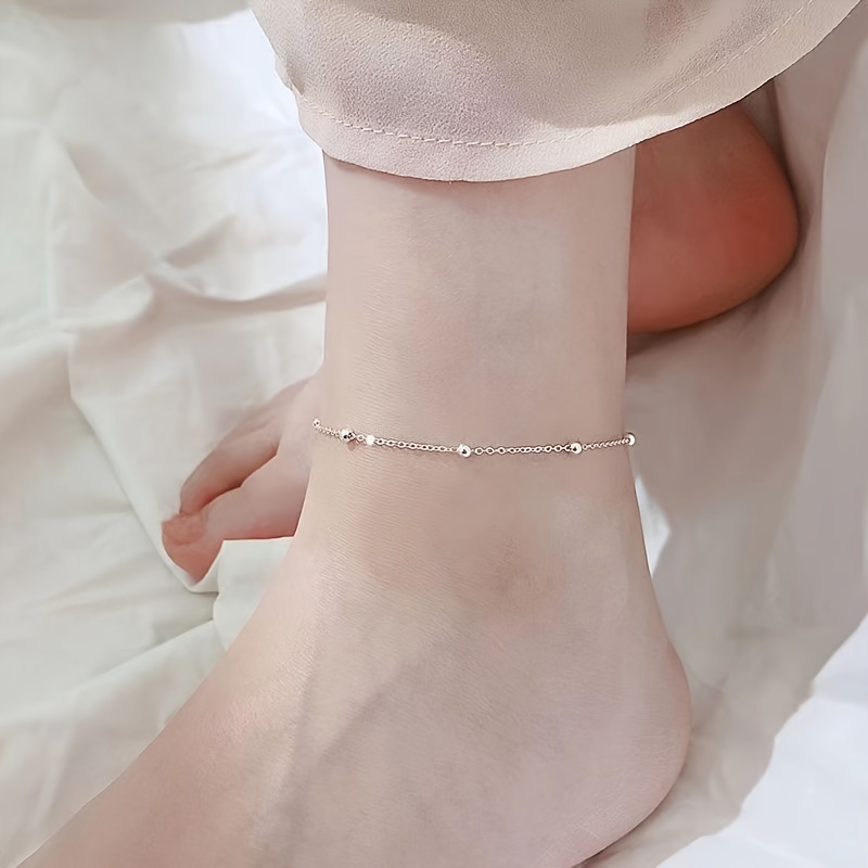 

1pc Steel Anklet With Small Beads, Present For All Of