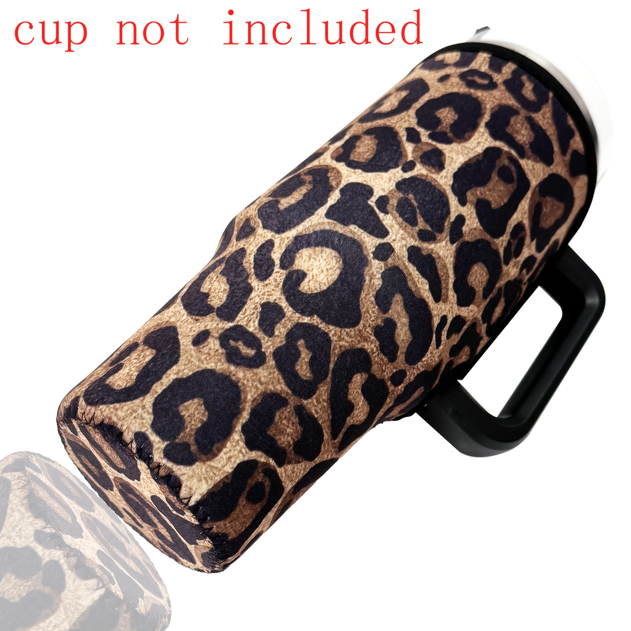 TEMU 1pc 40oz Straw Sleeve Suitable For Car Cup Stainless Steel Sleeve Anti-scratch Anti-slip Water Bottle Sleeve Protective Cover Leopard Print Pattern