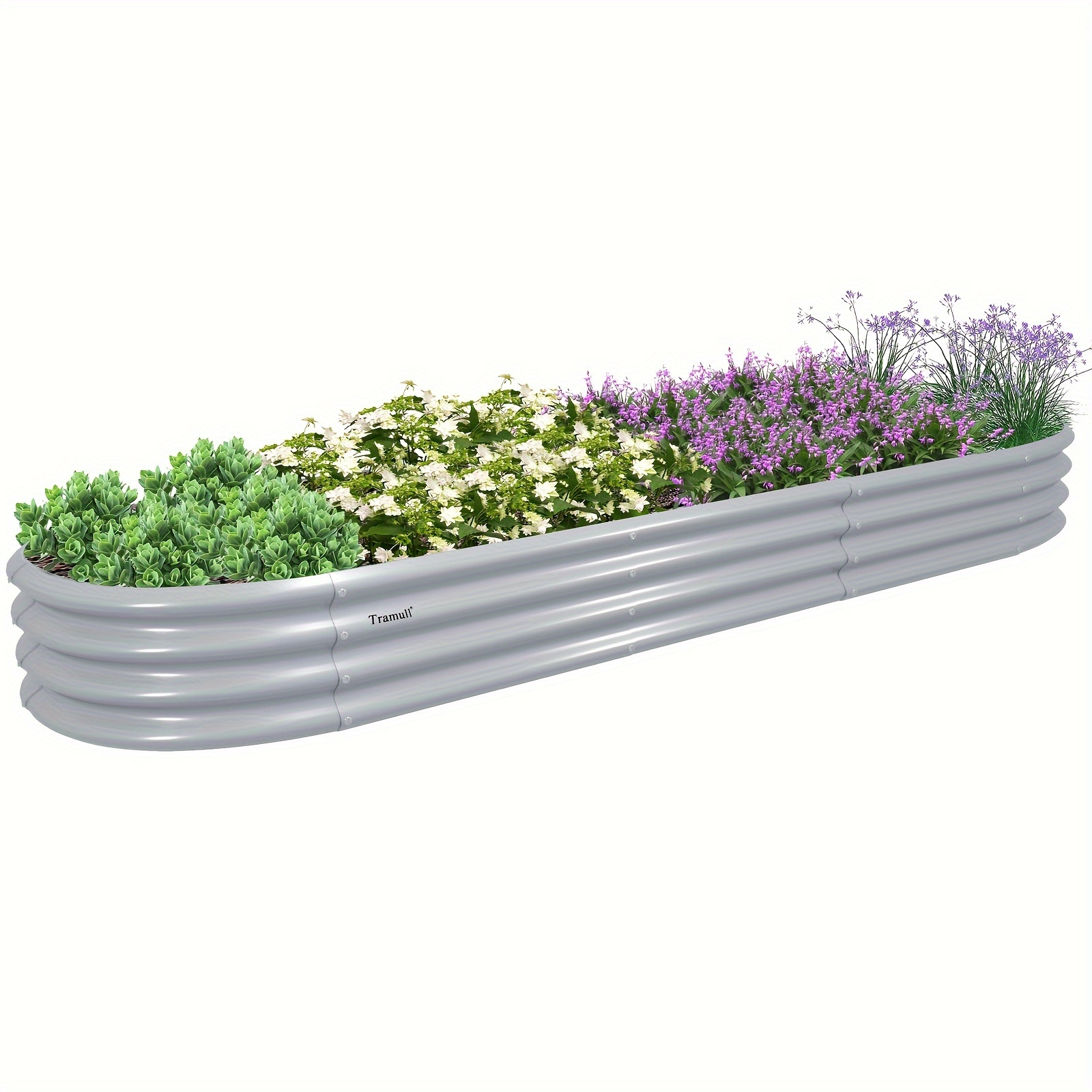 

1pc 12x2x1ft Oval Galvanized Metal Raised Garden Bed Kit - , Rust-proof Outdoor Planter Box For Vegetables, Flowers, Herbs & Fruits With , Gray, Plant Growing Kit|oval Garden Bed| Planter