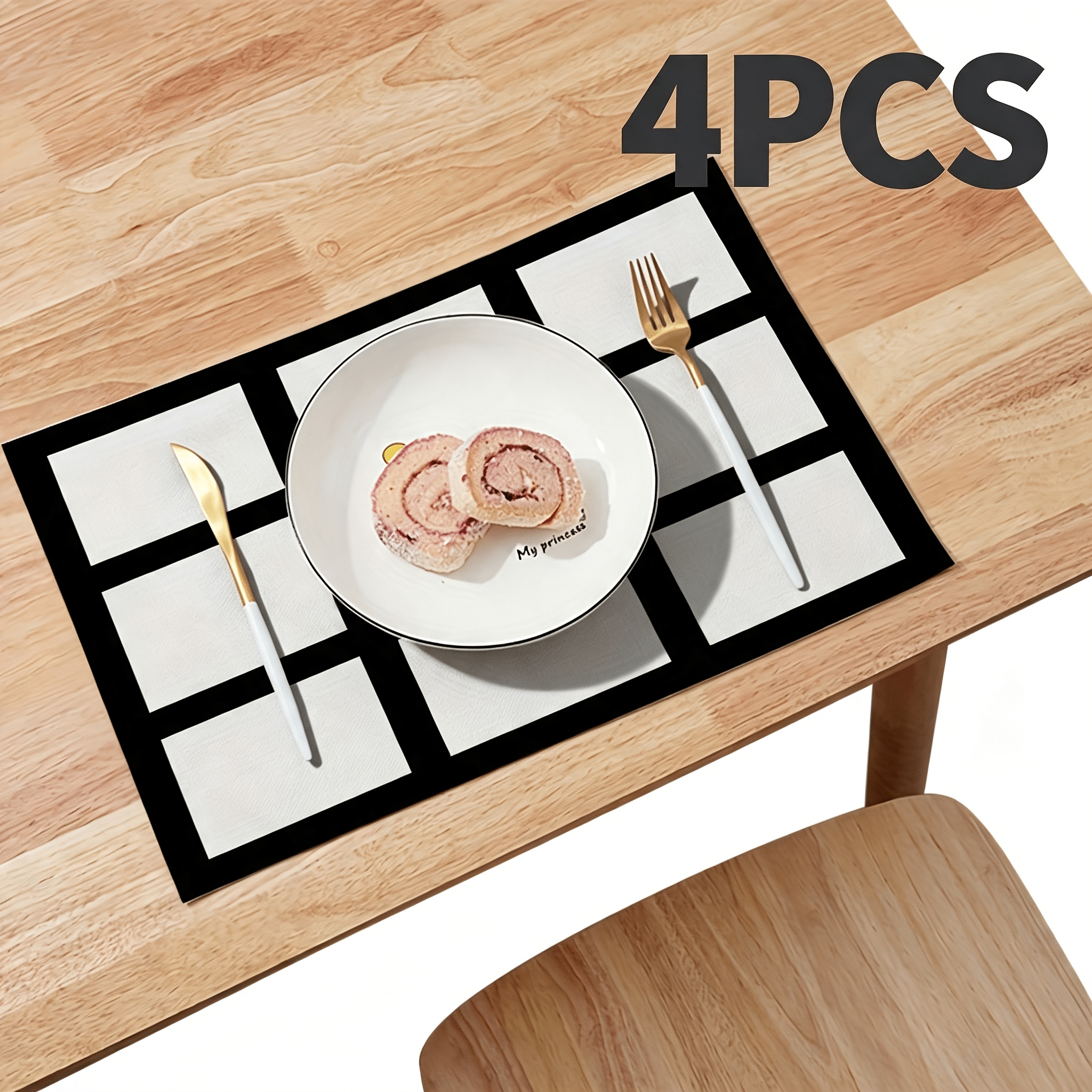 TEMU Sublimation Printed Home 9-grid Placemat, Anti-slip Western Table Mat, Heat-resistant Table Runner