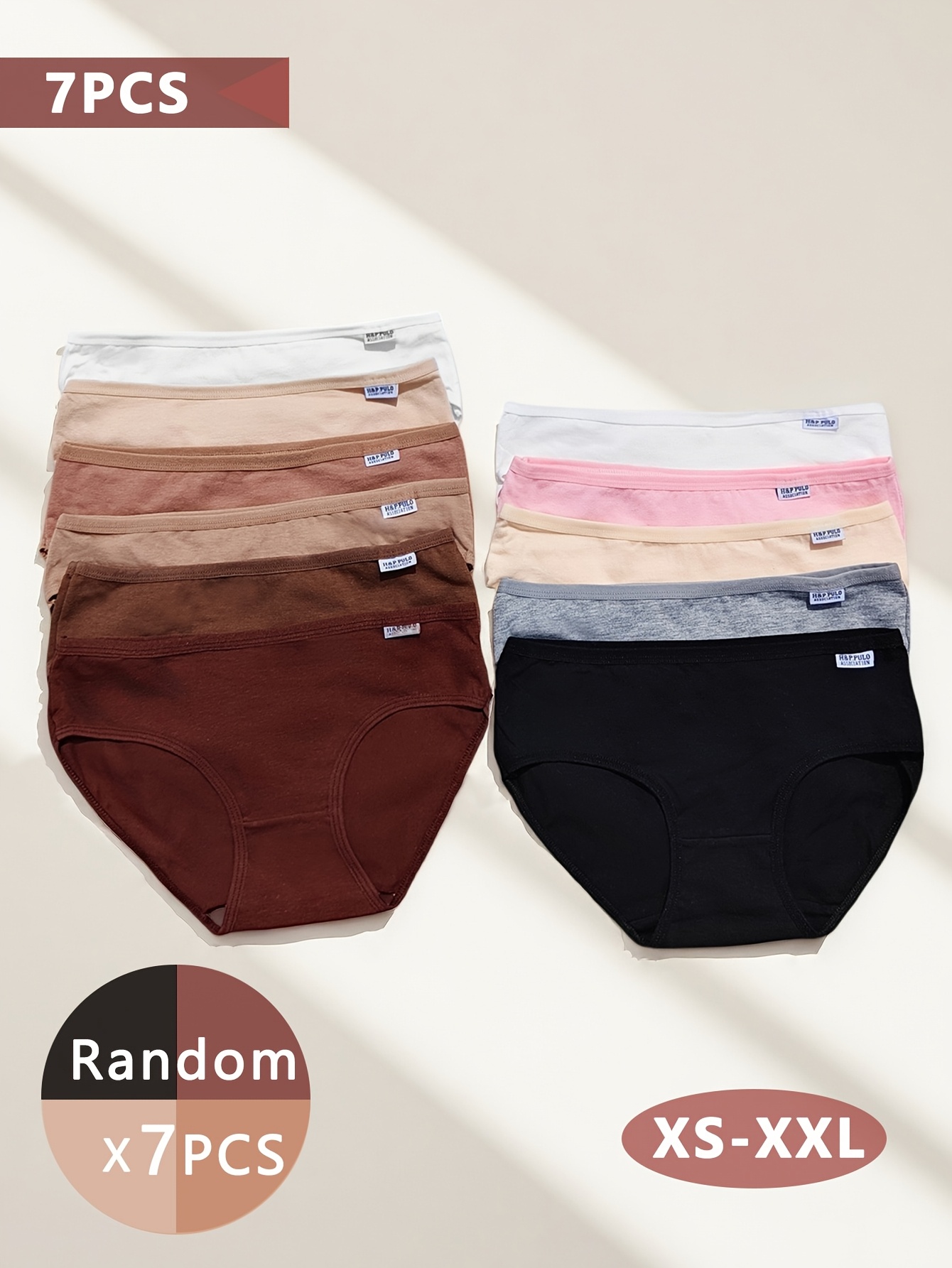 7pcs set of womens solid color panties in random colors ladies underwear     briefs featuring letter details easy and elegant comfortable and breathable basic underwear for sports and everyday wear