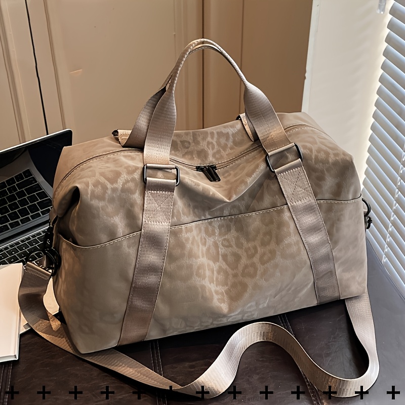 TEMU [Sac de Voyage] Sac à Main/Rangement/Rangement de Sport/Rangement de Yoga/Sac Bandoulière Rétro Imprimé Léopard en PU Doux et Léger Grande