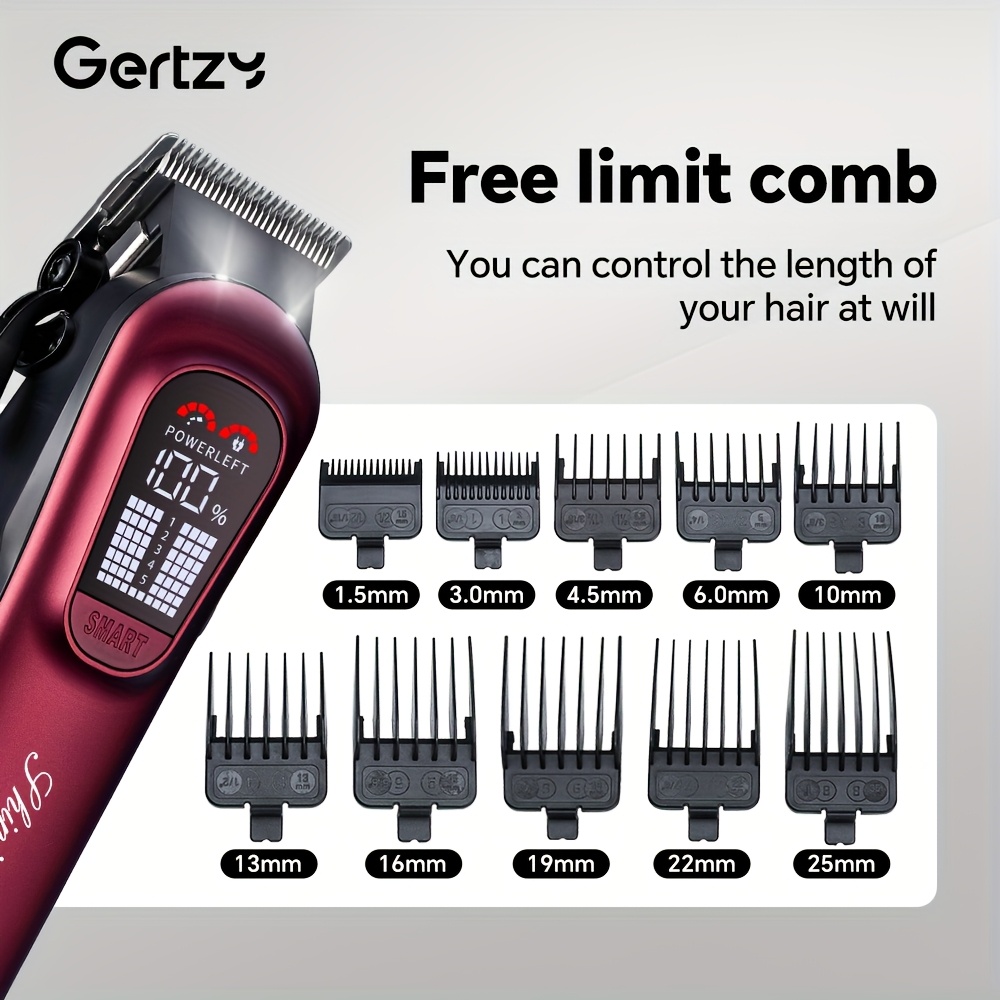 [Cadeau de fête idéal] 2 pièces Kit professionnel de coupe pour barbe et cheveux pour hommes - Tondeuse avec écran LED, kit de coupe de précision, rechargeable par USB, adapté aux familles, équipé de plusieurs peignes limiteurs, réglage 5 vitesses, kit de beauté pour hommes, cadeau de fête idéal