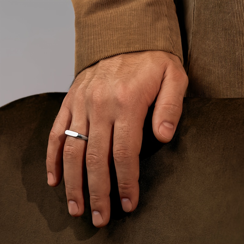Custom Engraved Rectangle Ring, Personalized Name Bar Ring
