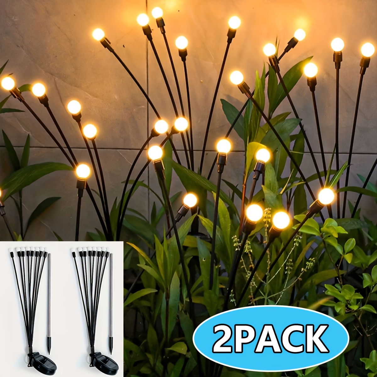 solar firefly lights 2 packs 8 lights 4 packs 8 lights weather resistant outdoor garden   lights suitable for yard and courtyard     hardware ip65 waterproof outdoor lawn wedding decoration