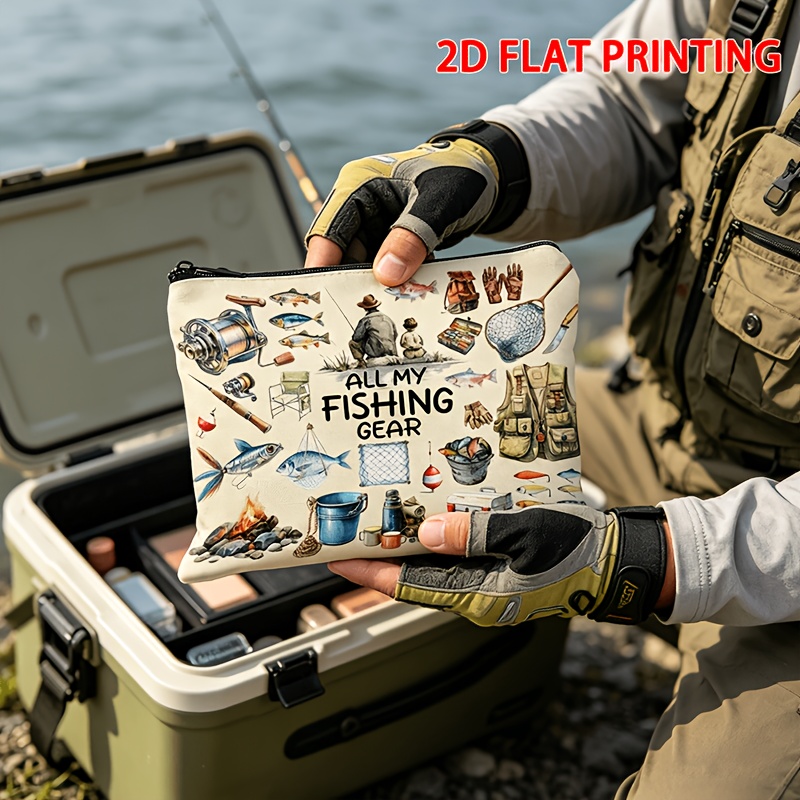 TEMU Fishing Gear Organizer Bag - Lightweight Zippered Cosmetic Bag, Suitable For And Daily Use, An Ideal Gift For Angling Enthusiasts And Outdoor