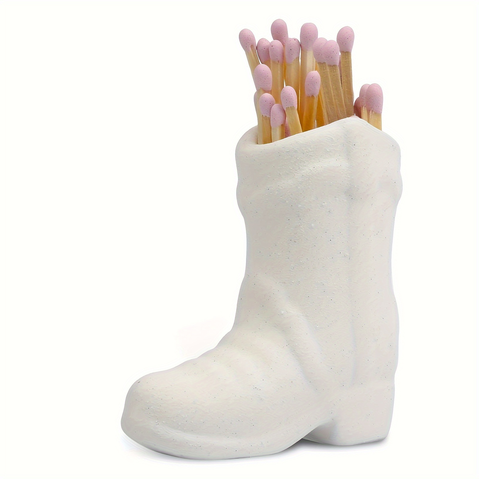 

1pc Cowboy Boot Match Holder, Lovely Christmas Tabletop Ceramic Boot Match Holder With Striker Indoor Household Decoration Accessory, For Bathroom Bedroom Kitchen Home Decoration