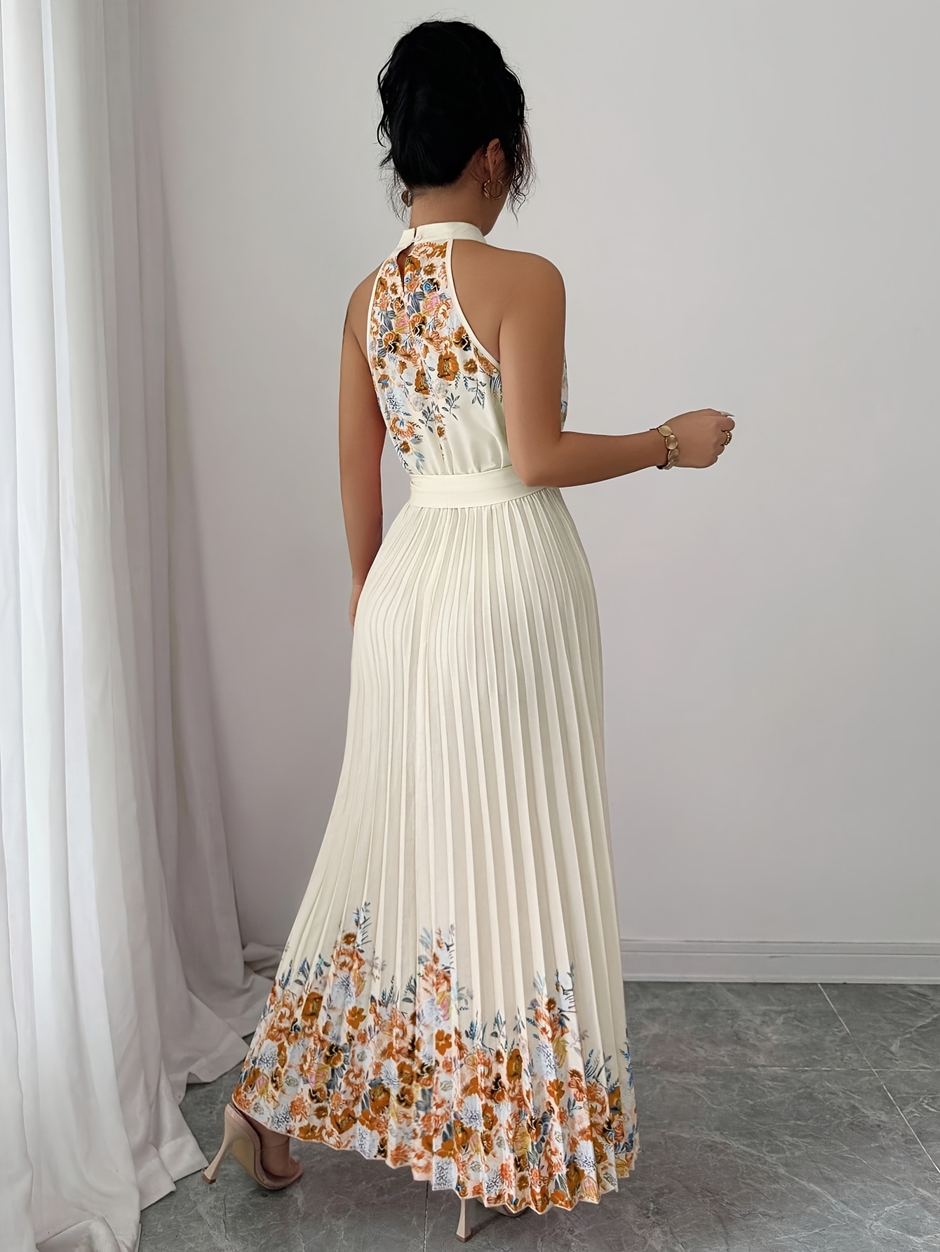 womens elegant summer floral loose backless dress stylish - Temu Bahrain