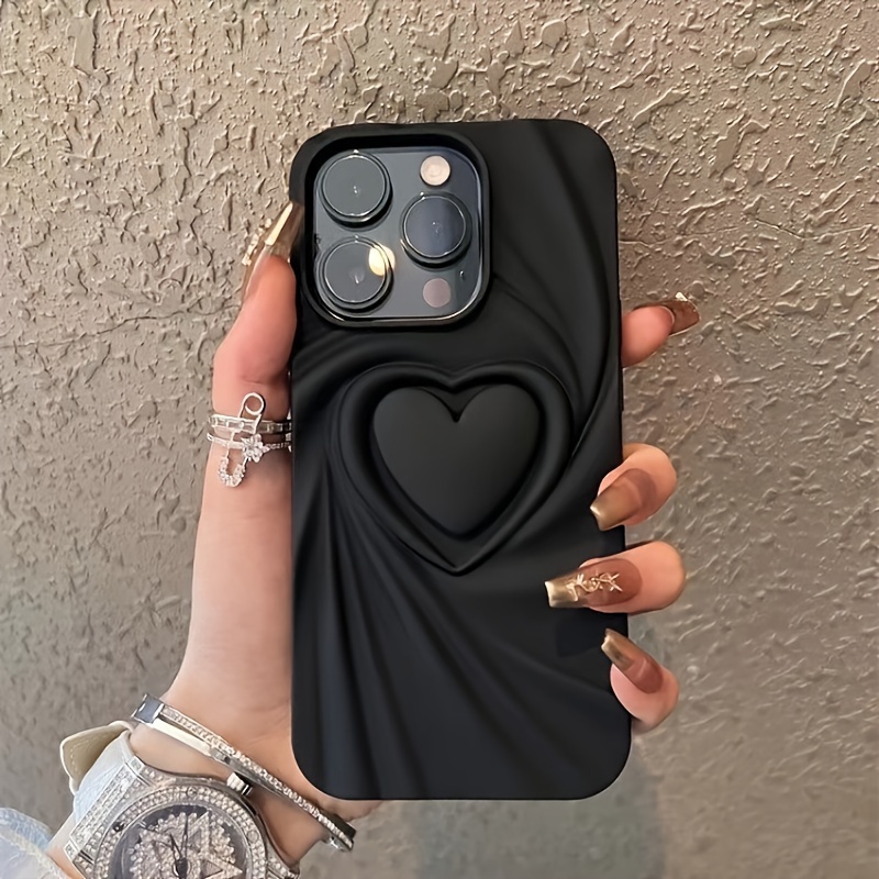 iPhone 15/14/13/12/11 Pro Max için 3D Aşk Kalp Tasarımlı Yumuşak TPU Telefon Kılıfı - Mat Şeker Renkler, 6.6 Ftlik Düşmelere Karşı Darbeye Dayanıklı ayrıntılar 2