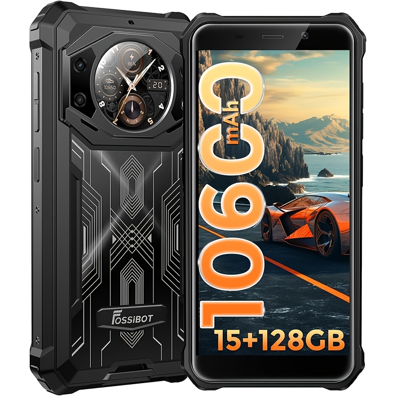 TEMU Fossibot 10600mah Battery Rugged Smartphone Pro, Helio P60 15gb 128gb, Functional Rear Display, 24mp Triple Camera, Phone, 13, 5.45 Inch Hd , ,