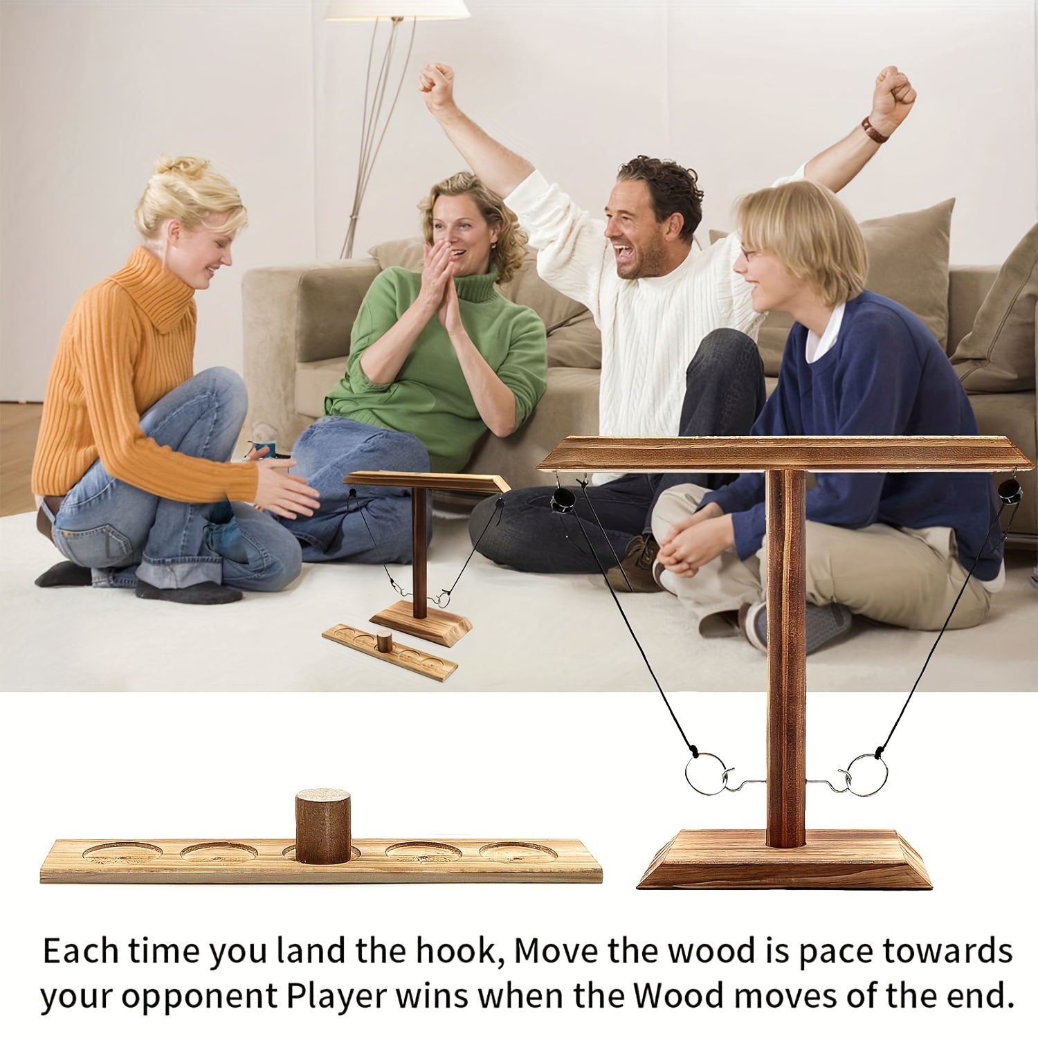 Ultimate Wooden Ring Toss Game - Perfect for Indoor/Outdoor Parties, Family Gatherings & Bar Fun - Easy Assembly, Unique Natural Design - Ideal Holiday Gift, Hook, Combat Game