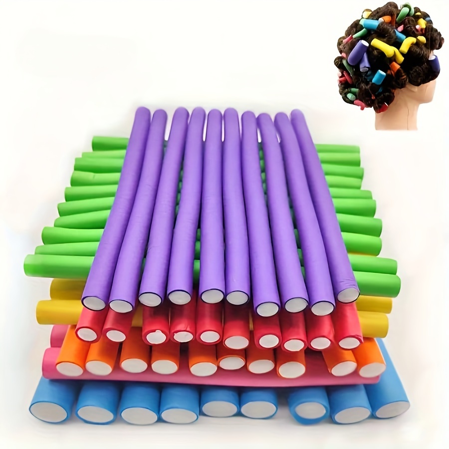 

20pcs Flexible Heatless Hair Rollers - Soft Foam Twist Rods For Diy Styling, Random Colors