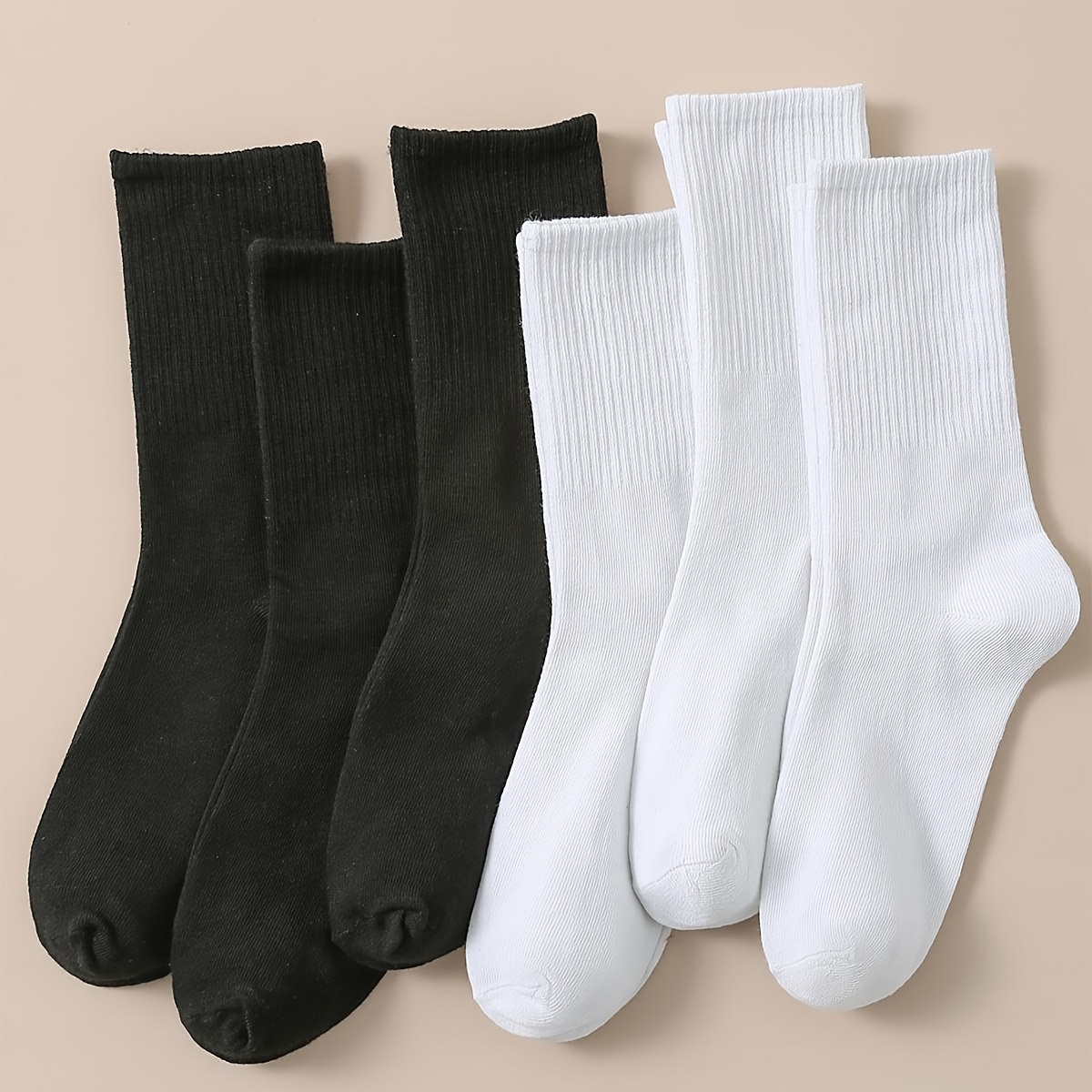 

6 Pairs Of Men's Cotton Solid Color Anti Odor & Sweat Absorption Crew Socks, Comfy & Breathable Socks, For Daily & Outdoor Wearing, Spring And Summer