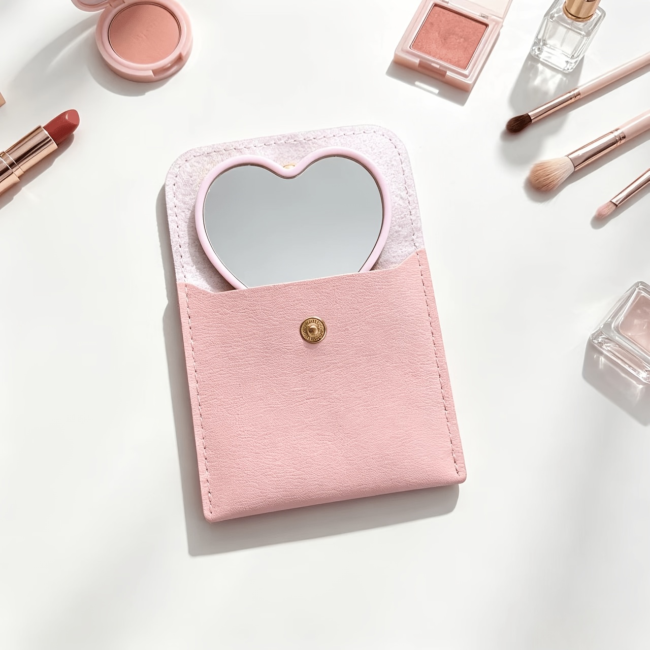 24pcs Heart-Shaped Makeup Mirror and Bag Set