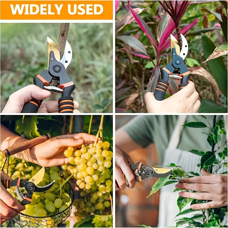 2pcs set   garden shears and a sharpening rod professional titanium alloy bypass pruning     shears suitable for horticultural trimming garden hedge trimmers handheld pruners more durable when used   Product details 4