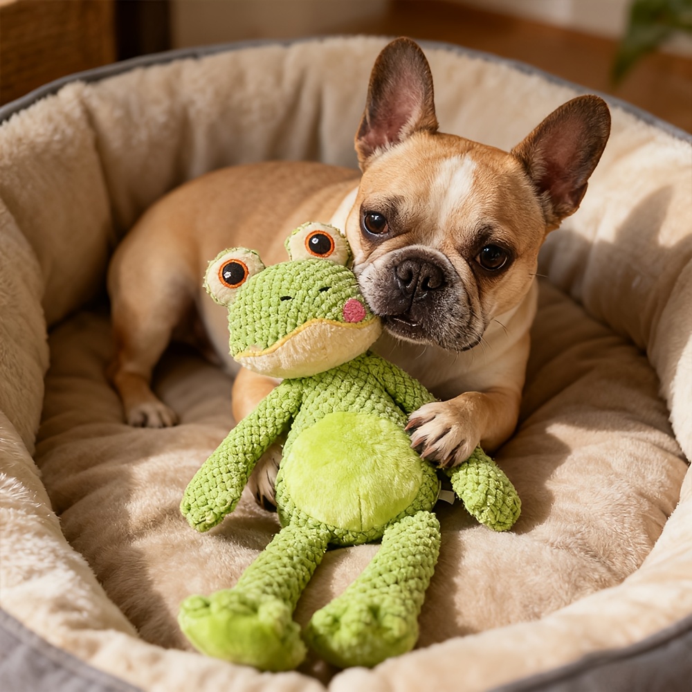 Interactive Squeaky Plush Frog Dog Toy with Chew-Resistant Design