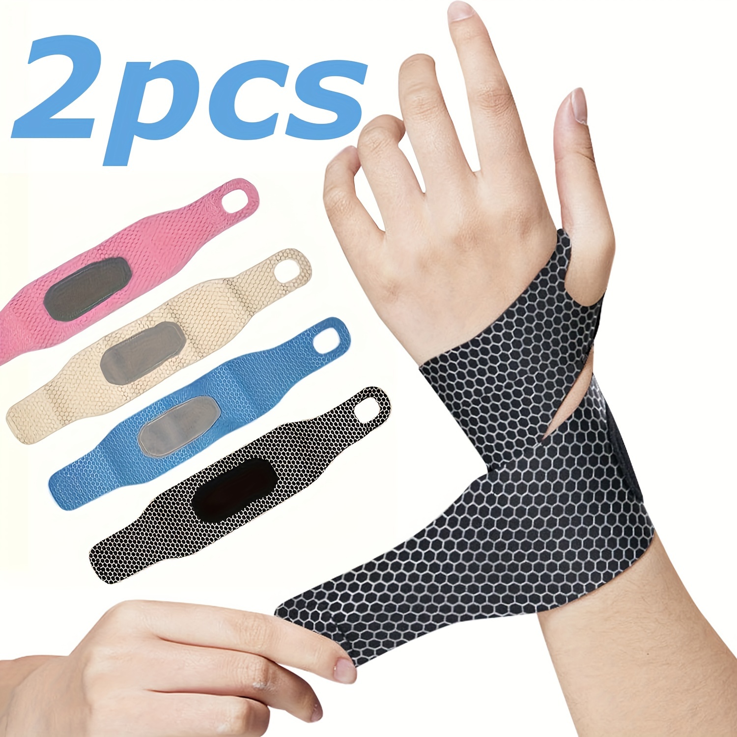 

2pcs Breathable Wrist Wraps For Women & Men - Elastic Adjustable Comfortable Hand Braces For Right And Left Hands - Lightweight Compression And Support
