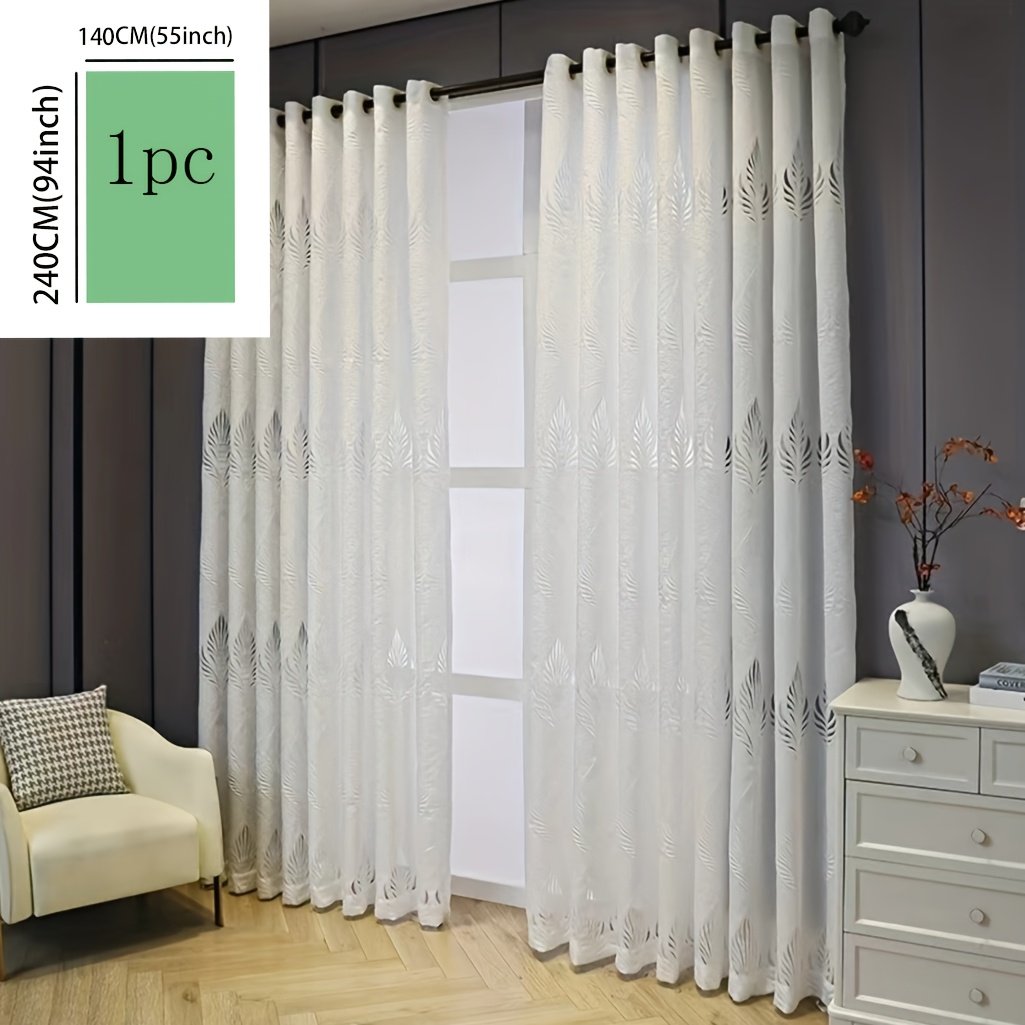 E-shop Vintage Halbtransparente Fenstervorhänge mit geometrischem Blattmuster - 100% Polyester Lichtfilternd & Sonnenschutz, Maschinenwaschbar mit