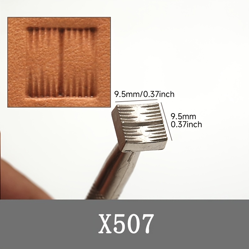TEMU 1pc Leather Embossing Stamping Tool, Pattern Crafts Diy Punch Carving, Alloy Material Vintage Texture Leather Stamper For Hobbyists &