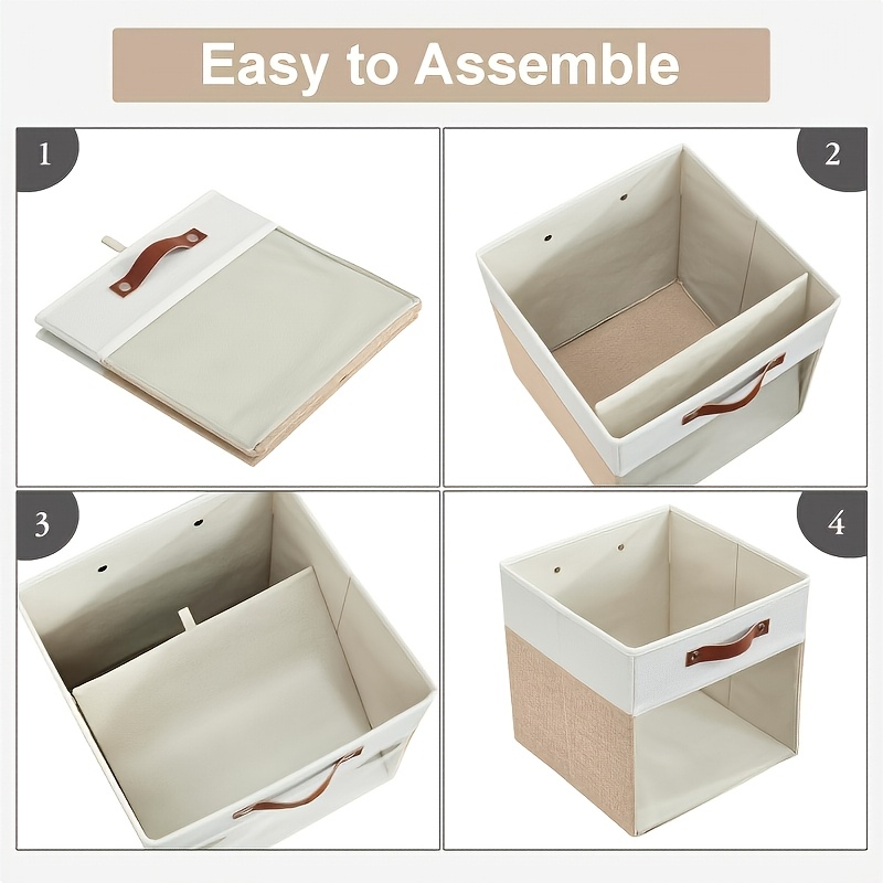 4-Pack Cube Storage Bins with Handles for Clothes Storage