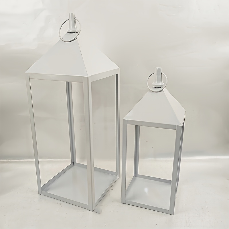 TEMU This Product Does Not Contain Glass Or Candles. 2pcs White Sloped Candle Lantern Holders - Wall-mounted Indoor/outdoor Decorative Candle Holders