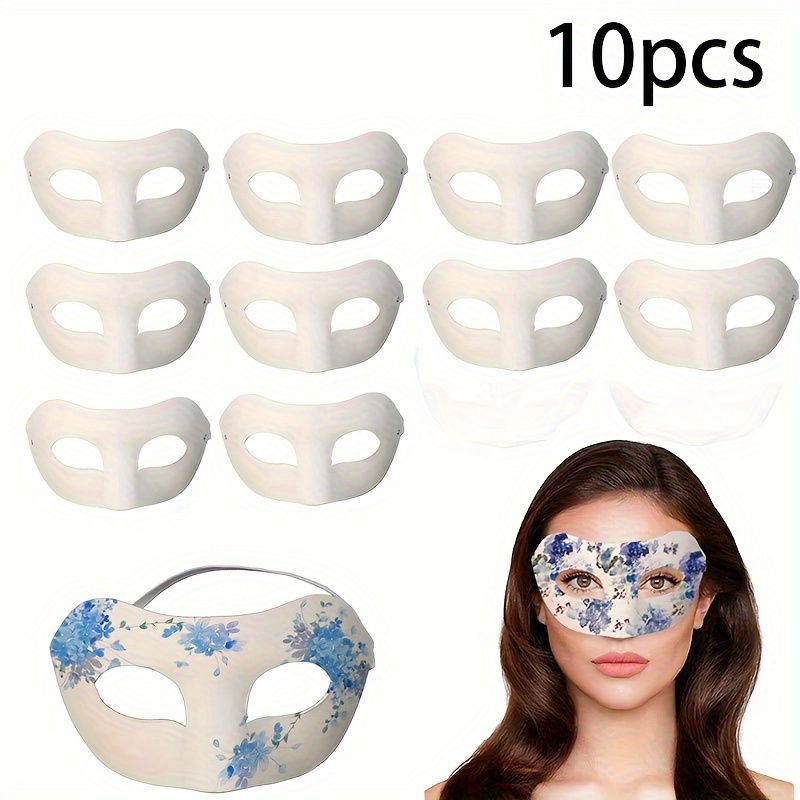 

10pcs Diy White Paper Masks For Crafts, Plain Blank Masquerade Mask For Decorating, Painting And Parties - Unisex Paper Full Face Masks