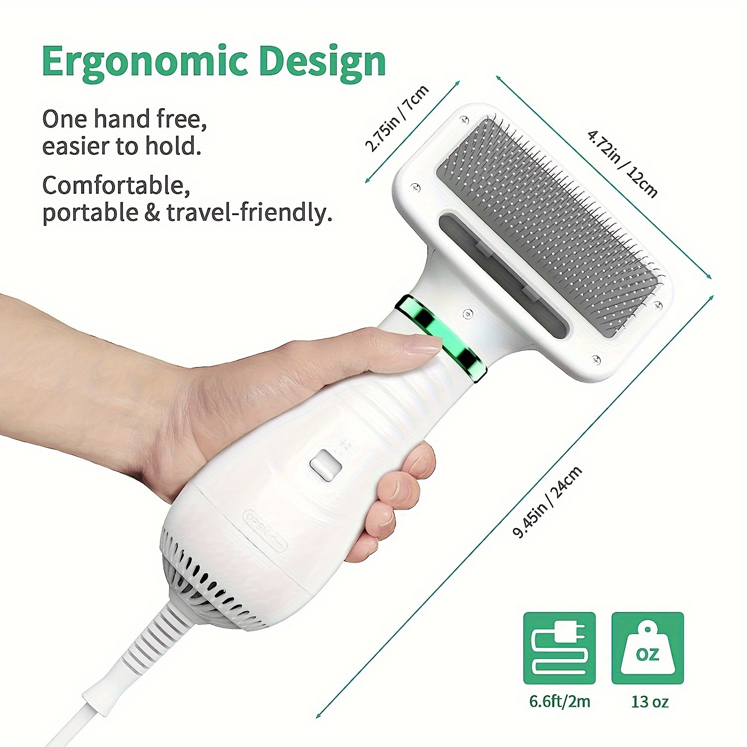 LIVEKEY 2-in-1 Pet Grooming Dryer with Adjustable Temperature And Slicker Brush for Dogs And Cats