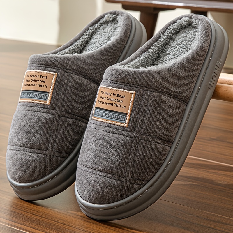 Men's Winter Large Size Slippers, Winter Indoor House Shoes, Thick Warm Thick-soled Shoes, Soft And Comfortable Slip-on Slippers