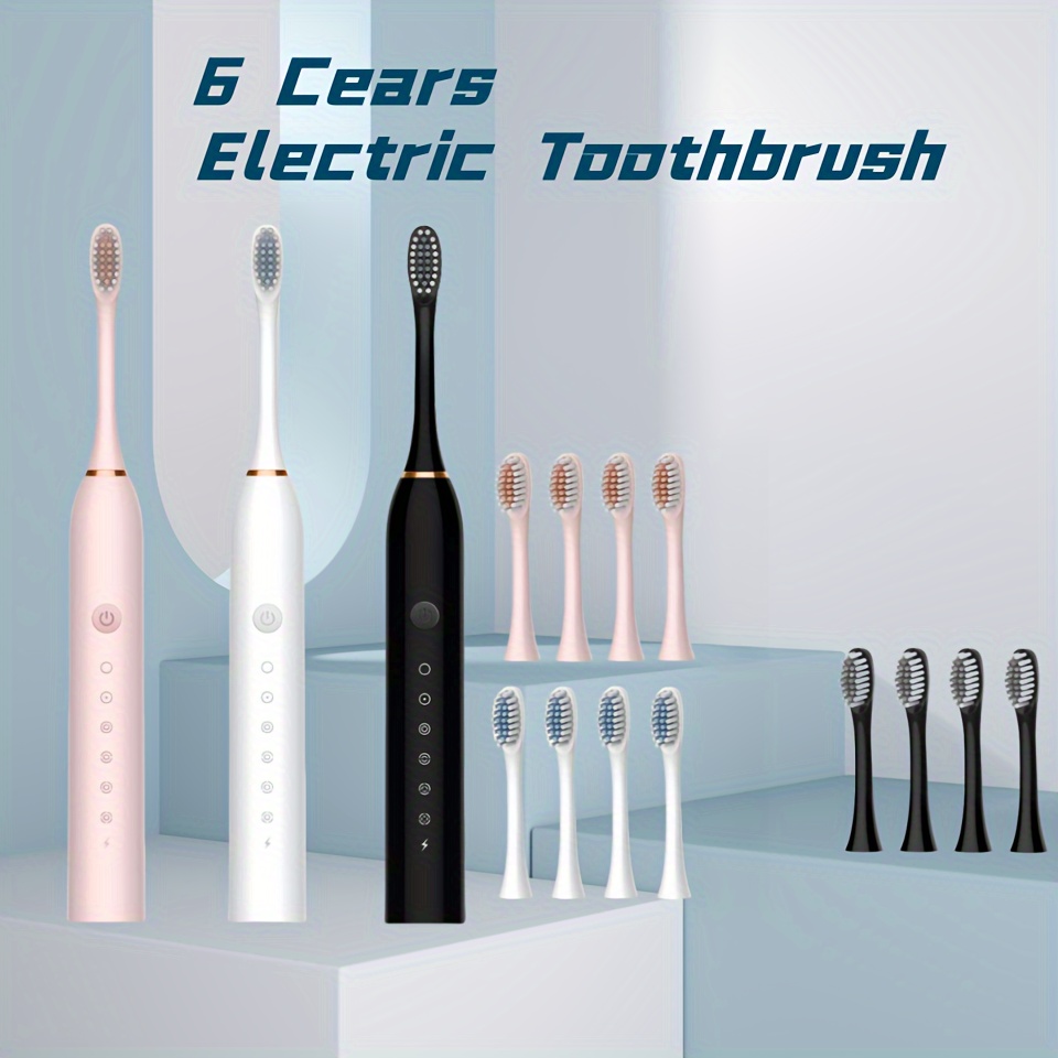 

Rechargeable Electric Toothbrush For Adults & Couples - 6 , Deep Cleaning With Nylon , Usb Charging, Includes Replacement Brush Head