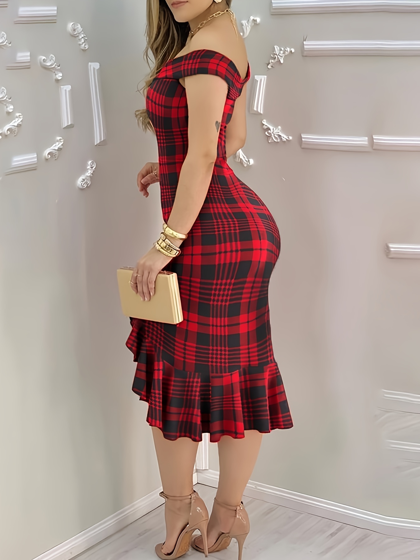 Dress Rood Wit Jurkje Elegante Rode Rood Wit Gestreepte Midi Jurk