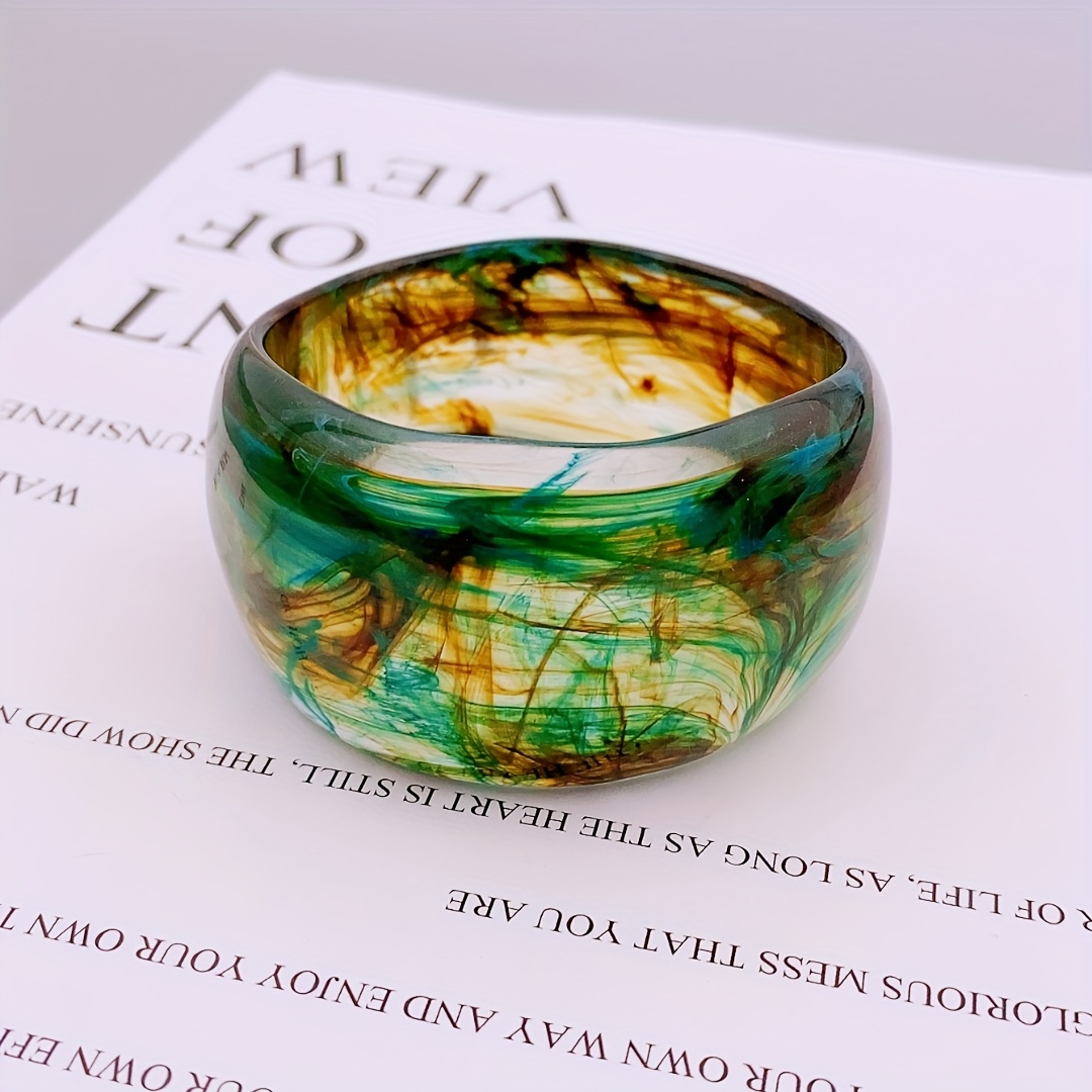 Vibrant Orange Marbled Acrylic Resin Bracelet
