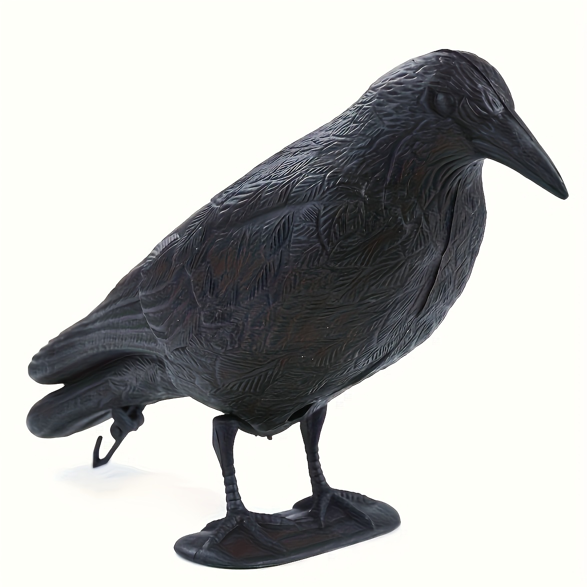 TEMU 1pc Black Plastic Crow Sculpture With Foot Stake - Durable Outdoor Hunting Bait For Halloween Yard & Garden Decor, Weather-resistant Halloween