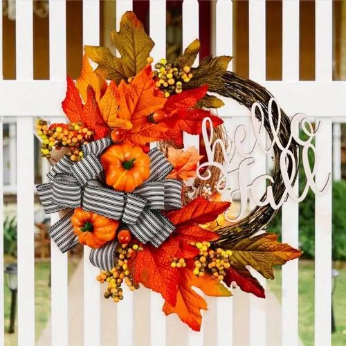 artificial autumn wreath wreath decoration artificial flowers simulation pumpkin berry vine ring door decoration 40cm 15 74in
