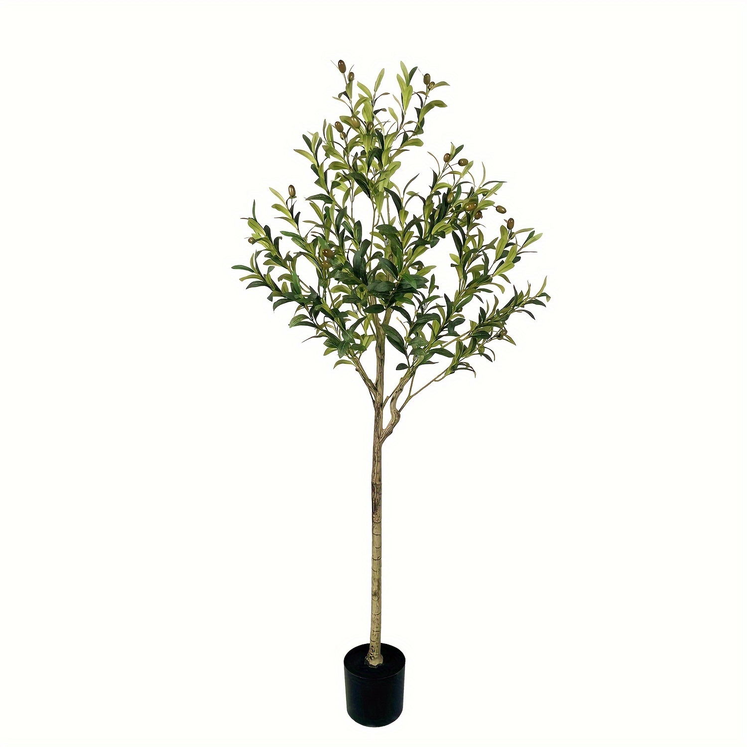 TEMU 1pc, Artificial Olive Tree Realistic Fake Silk Tree 7 Feet Tall Faux Plant For Home Decor Indoor