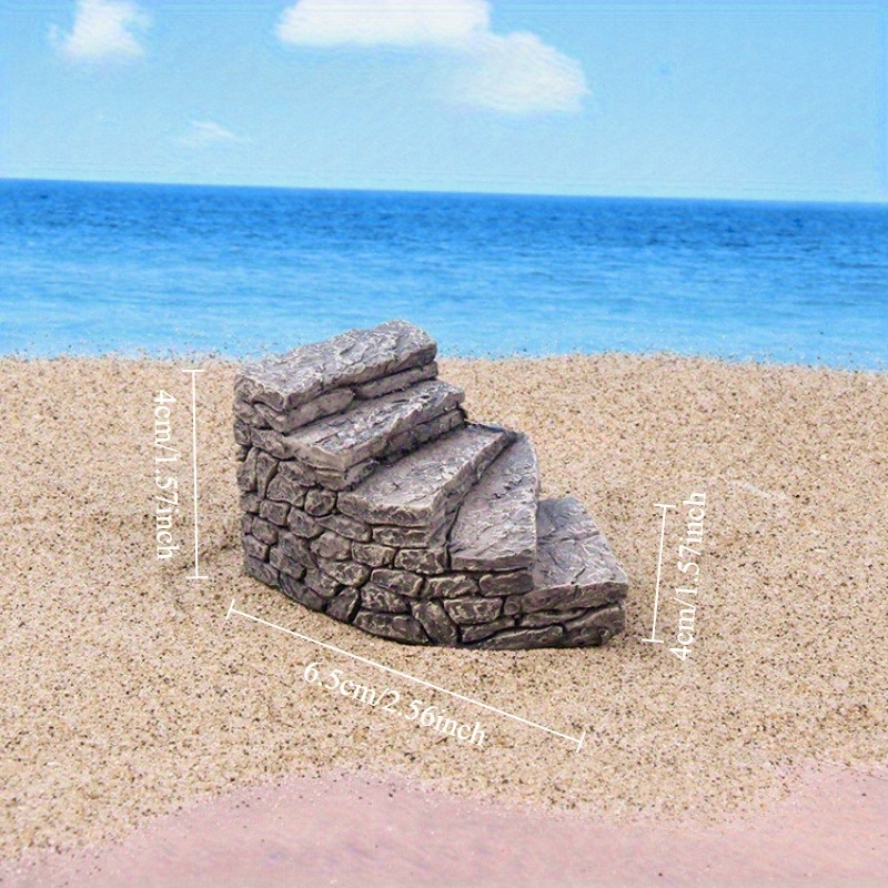 1pc Miniature Resin Stone Stairs, A Small-scale Retro Staircase Model Figurine For Fairy Garden Decoration, Including Ornaments And Additions For Micro Landscapes, Decor, Photography Props, And Gifts