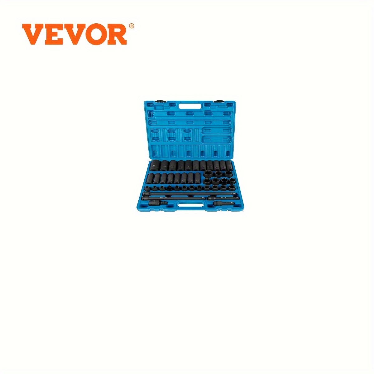 

Vevor Impact Socket Set 1/2 Inches 43 Piece Impact Sockets, Standard Socket Assortment, 1/2 Inches Drive Socket Set 6-point Sockets Metric 9-30mm (standard/deep)