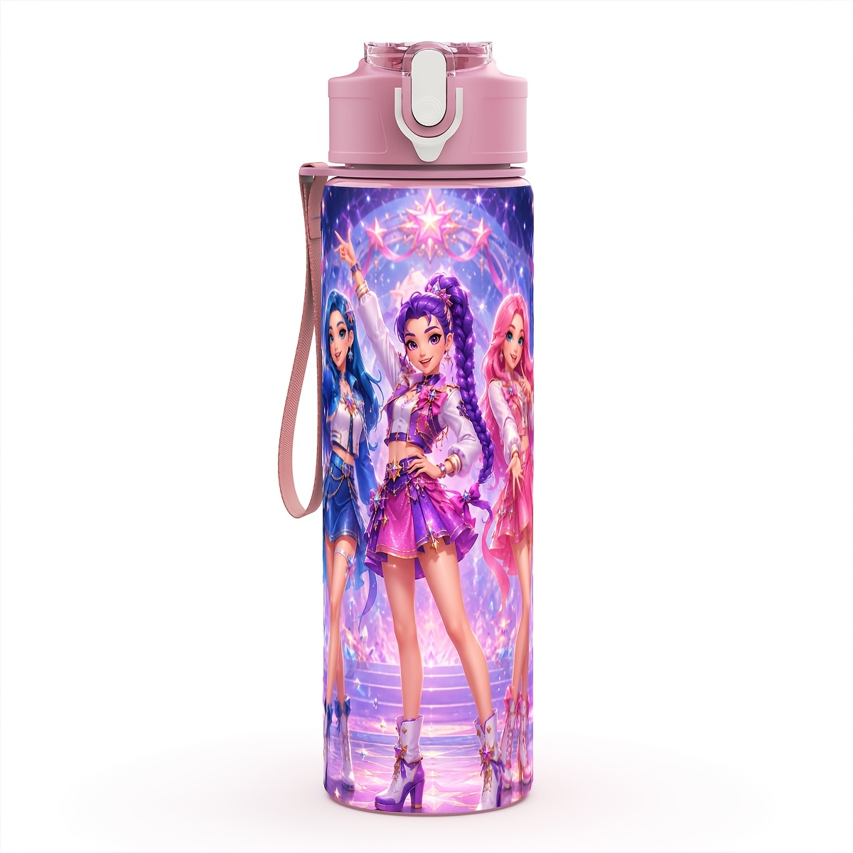 TEMU 1pc Plastic Water Bottle, Shining Stage-themed Printing, Camping, Home & Gym Must-have, 25oz/750ml - Ideal , Portable, Easy To Clean &