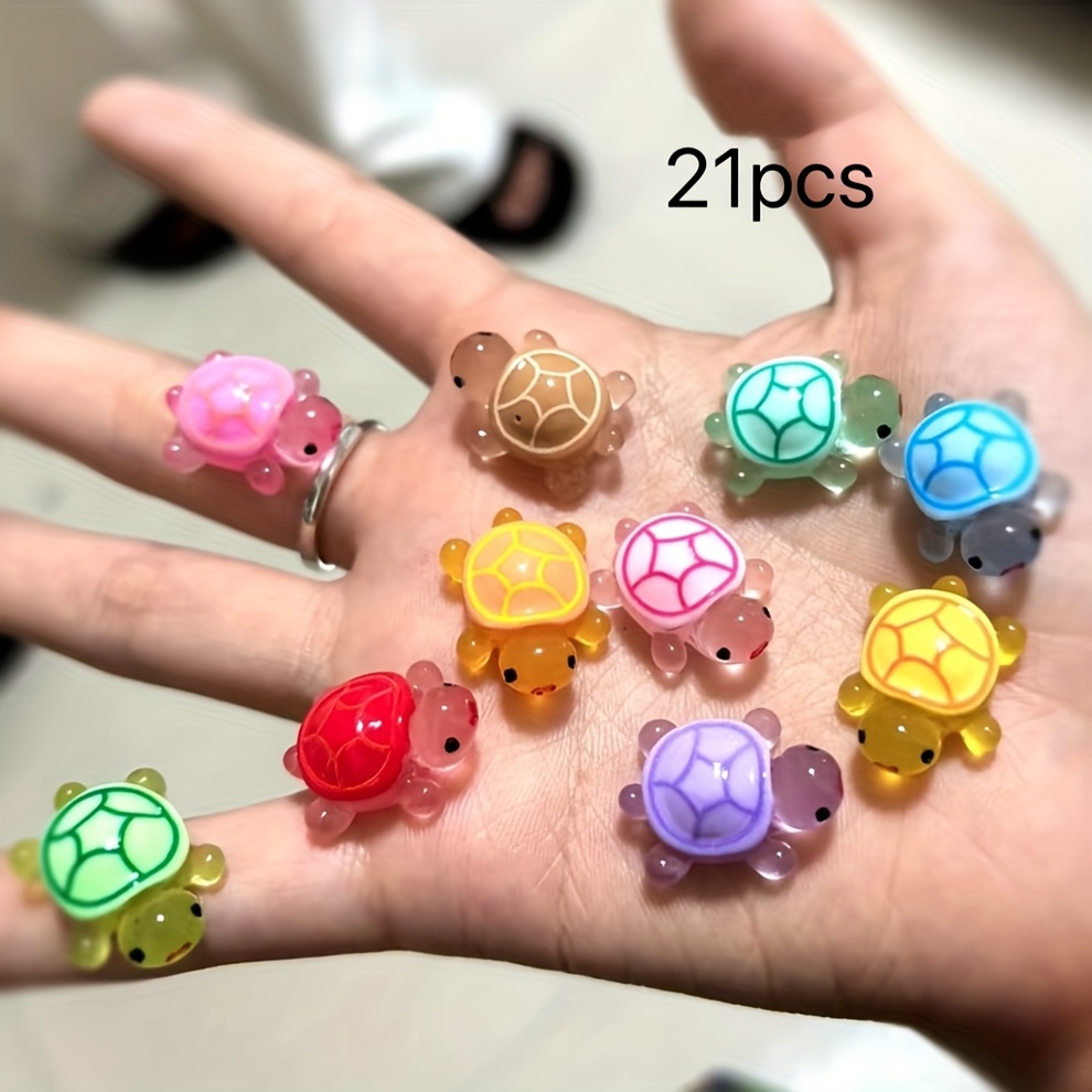 Image of 21/43 Luminous Turtle Mini Statues Suitable For Birthday And Gift Parties, Towels, Turtle Party Decorations, Color Random For Halloween Thanksgiving Christmas Decorations Collectible Figurines