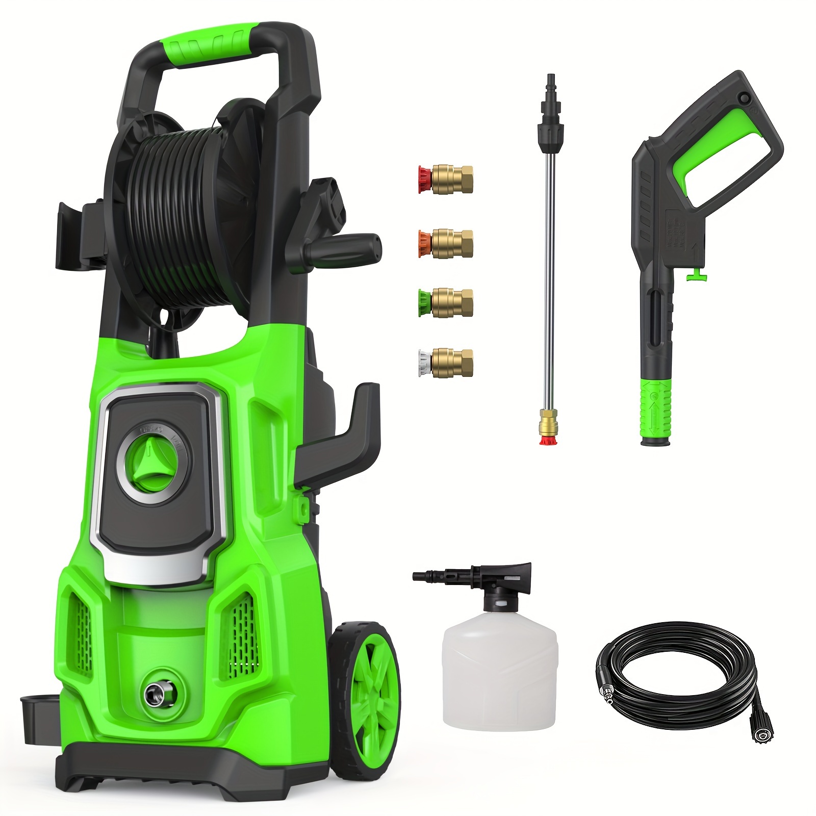

Electric Pressure Washer, 3500 Max Psi, 2.6 Gpm Power Washer Machine With Hose Reel, 4 Quick-connect Nozzles, Foam Cannon For Car/patio/driveways Cleaning