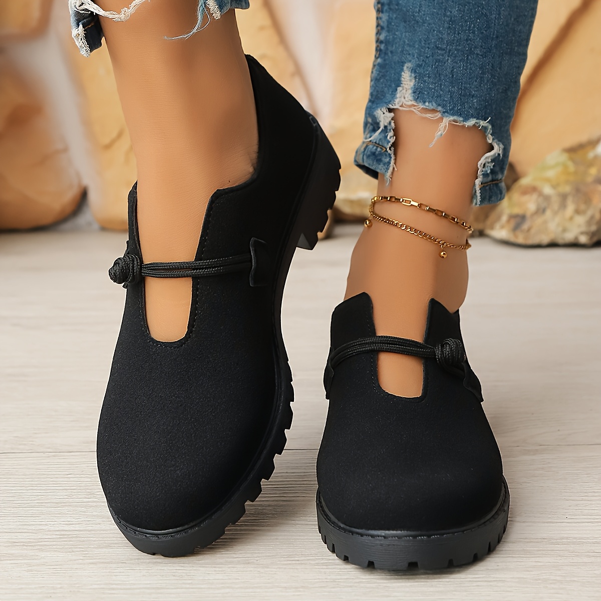 TEMU Women's Artistic Vintage Round-toe Flat Shoes, Comfortable And Versatile Penny Loafers, Simple And Casual, Women Shoes