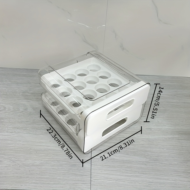 TEMU A Large Capacity Egg Holder For Refrigerators With 2 Layers, A Storage Box For 32 Fresh Eggs, Refrigerator Organizer, Egg Storage Container, And A Transparent Plastic Egg Tray.