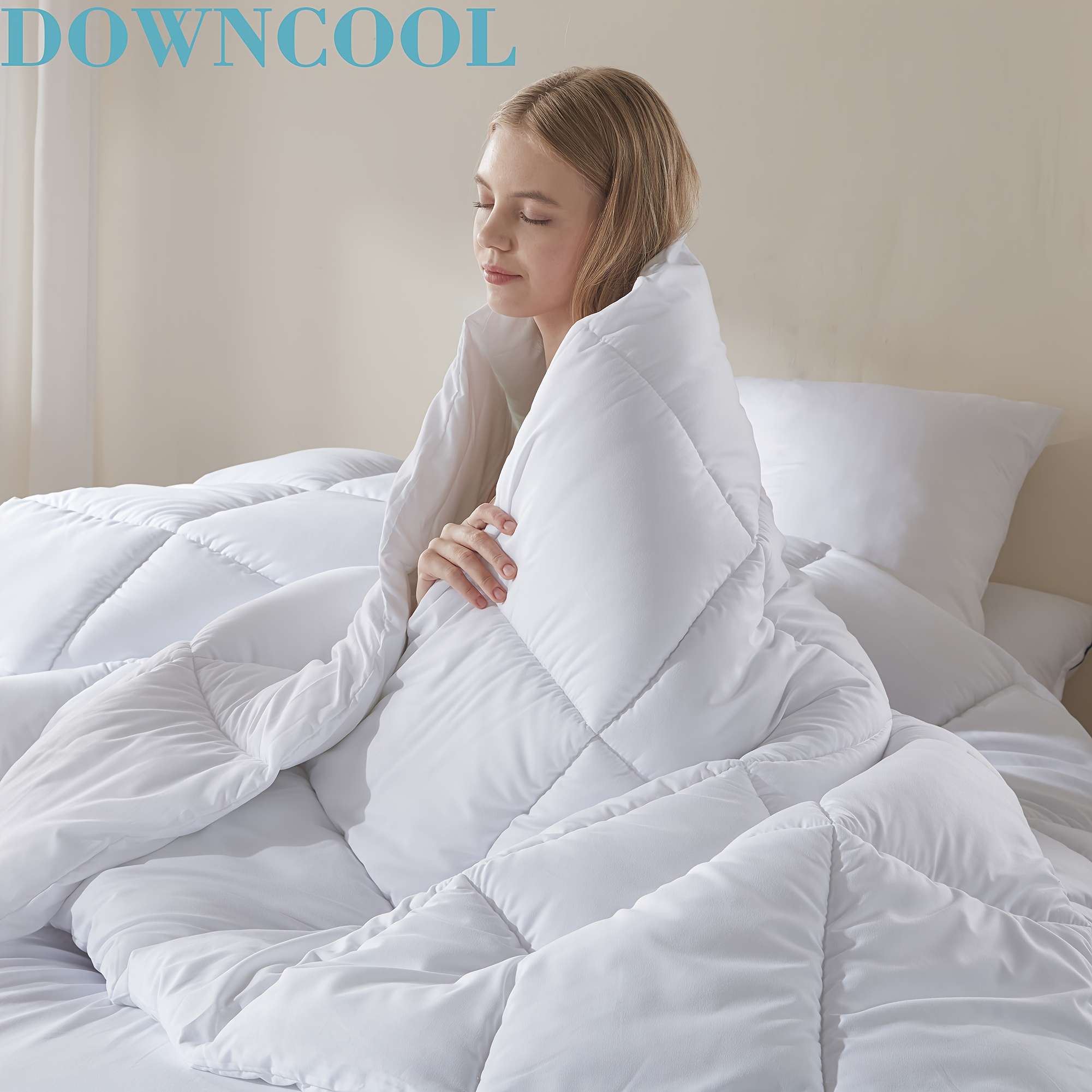 

Downcool Lightweight White Duvet Insert - All Season Comforter With Corner Tabs, Down Alternative Quilt For Home And Hotel Use